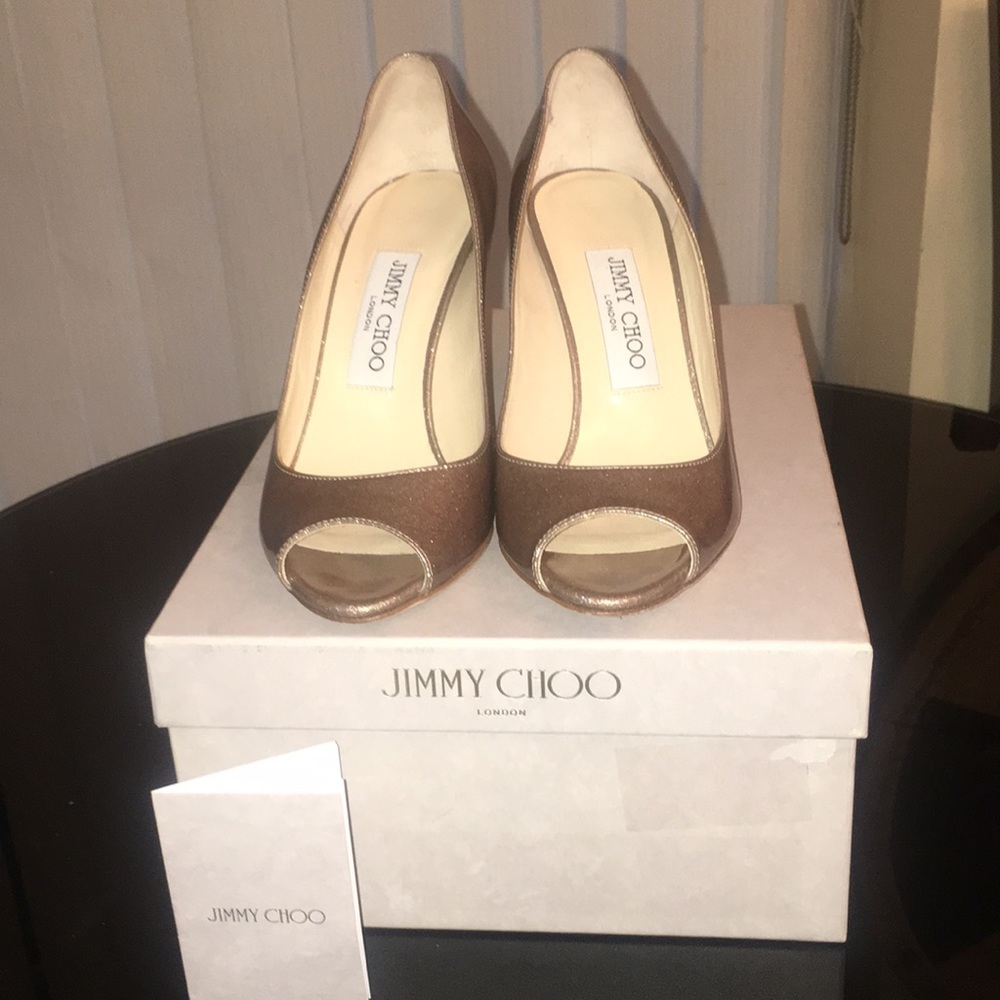 JIMMY CHOO METALLIC LEATHER WORN ONCE
